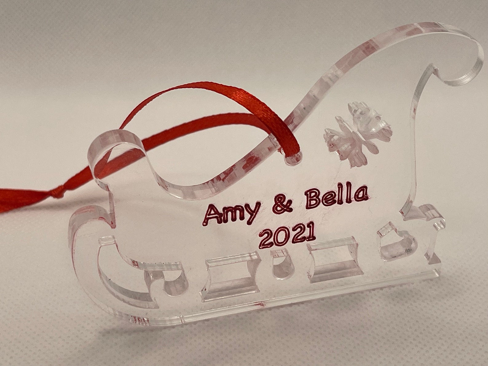 Custom Engraved Acrylic Sled Decoration