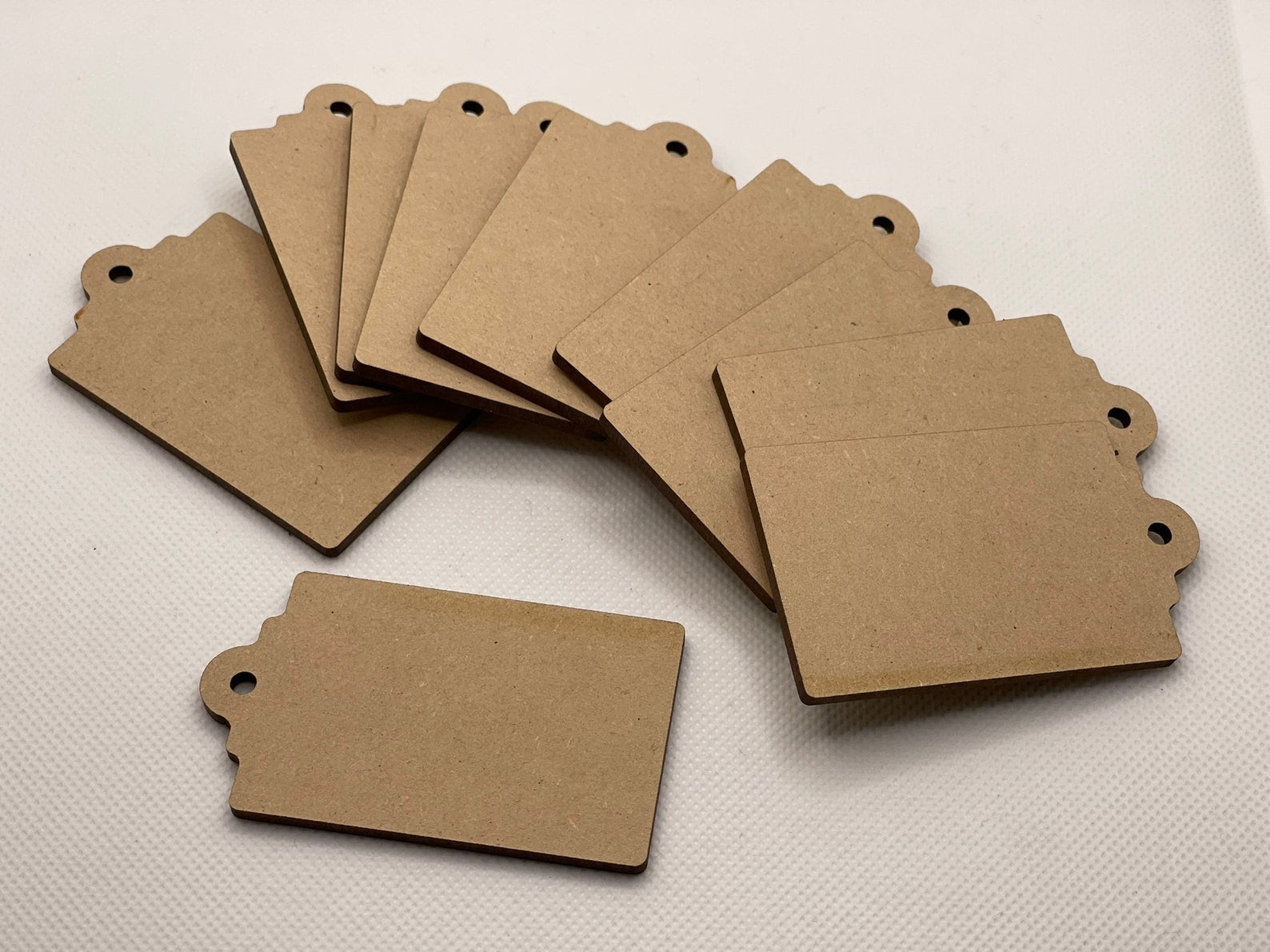 Set of 10 Blank Gift Tags - 3mm MDF with Twine