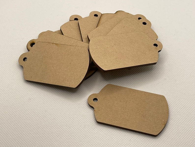 Set of 10 Blank Gift Tags - 3mm MDF with Twine