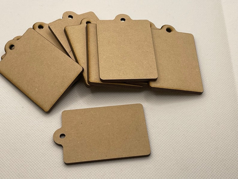 Set of 10 Blank Gift Tags - 3mm MDF with Twine